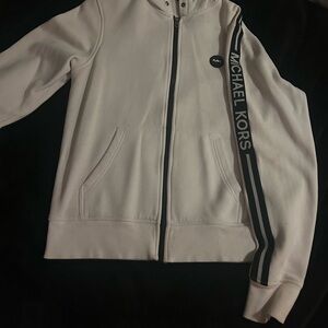 Michael Kors white and black barely worn zip up jacket. #michaelkors